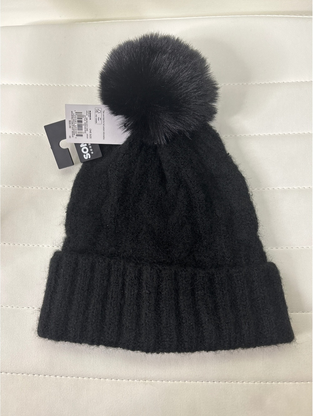 Sonoma Black Knit Pom-Pom Beanie Hat
